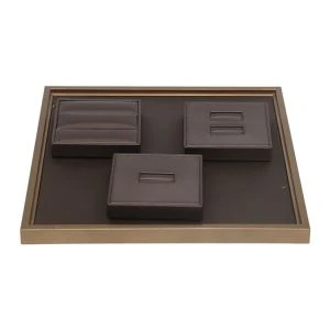 Brown Square Ring Stand mit 3 herausnehmbaren Inserts
